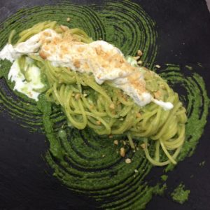 Chitarruccia con rape acciughe straciatella