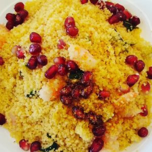 Cous cous con mazzancolle e melograno