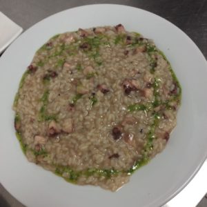 Risotto con polpo e pesto di basilico